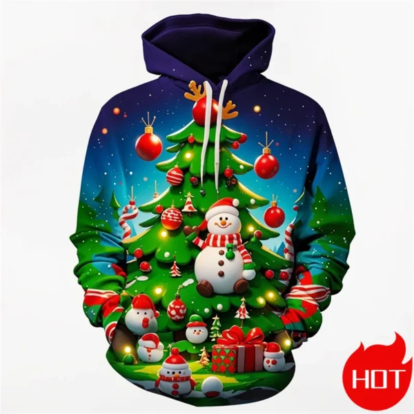 Fashion New 3D Happy Christmas Printing New In Hoodies & Sweatshirts Cute Snowmen Christmas Ornament Graphic Pullovers Clothing - Image 5