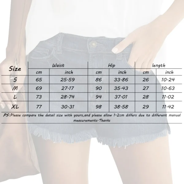 Women'S High Waist Denim Shorts Ripped Raw Hem Jean Shorts Casual Summer Cut Off Street Short With Pockets Female Streetwear - Image 6