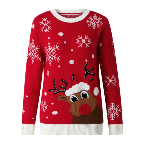Adults Christmas Sweater Snowflake Elk Print Crew Neck Long Sleeve Knitwear Winter Pullovers for Women Men S/M/L/XL/XXL/XXXL - Image 6