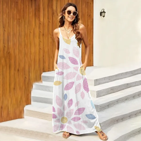 New Style Bohemia Printed Women's Long Dresses Fashion Maxi Dress Camisole Loose Long Skirts Summer V Neck Sundresses S-XL - Image 4