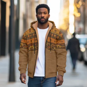 Warm and Comfortable Men's Winter Jacket with Zippered Pockets, Thick Wool Lined Coat for Cold Weather