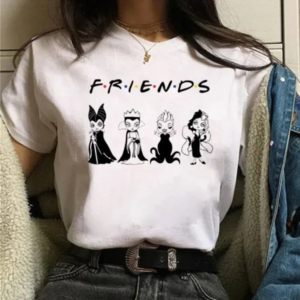 Disney Cute Cartoon Villains Queen Print Womens T-Shirt Street Breathable Short Sleeve Fashion Casual Clothes Cotton T-shirts - Image 3