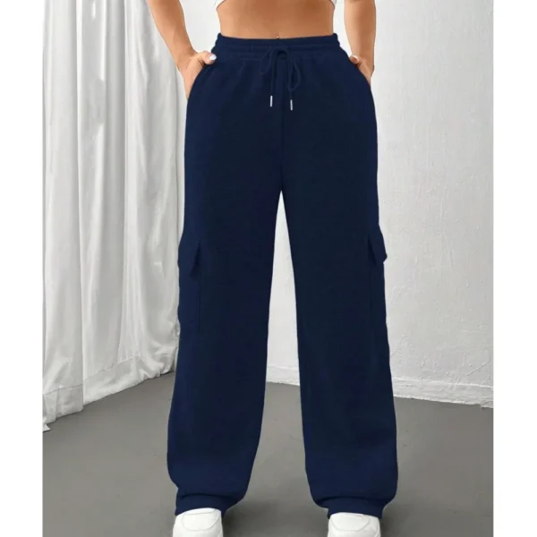 Women's Casual Sports Pants 2024 Autumn/winter Lady Fashionable Side Pocket Versatile Solid Color Straight Sweatpants Trousers - Image 6