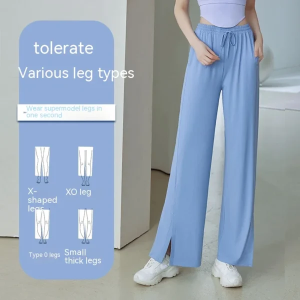 Summer Ice Feeling Casual UV Protection Draped Slim Quick Dry Sweatpants Breathable Thin Section Open Wide Leg Sun Pants