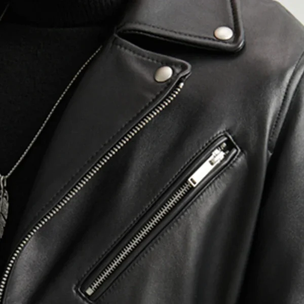 Classical Perfecto Jacket Motorcycle leather Jacket Men 100% Natural Sheepskin Men Black Genuine Leather Coat Slim Moto Jacket - Image 6