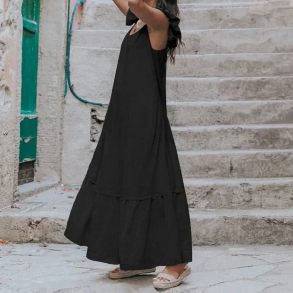 Women Oversized Sleeveless Ruffles Maxi Dress Summer Casual Sexy Loose Long Dress Fashion Harajuku Beach Summer Sundress - Image 5