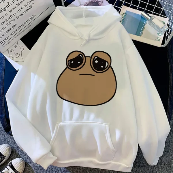 Pou Hoodies Women Cartoon Hoodie Sweat Y2k Graphic Y2k Aesthetic Hooded Shirt Sweater Female Long Sleeve Top Hood - Image 3