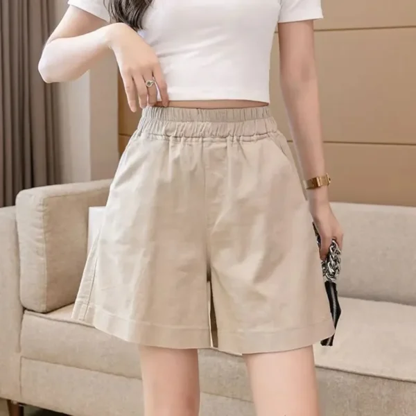Korean Fashion Women's Shorts 2024 Summer Casual White Denim Shorts Female Elastic Waist Loose Cotton Shorts for Women - Image 2