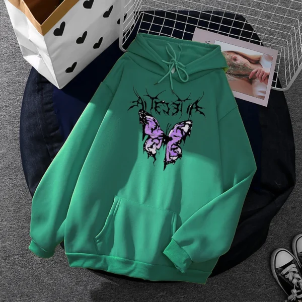 Butterfly Graphic Printed Hooded Plus Size Hoodie Men Women Sweatshirts Couple Y2k Korean Clothing Boy And Girl Casual Sudaderas - Image 4