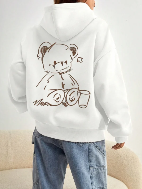 Five pointed star back print women's loose fitting hoodie fleece autumn/winter sweatshirts fashion versatile women's clothing - Image 2