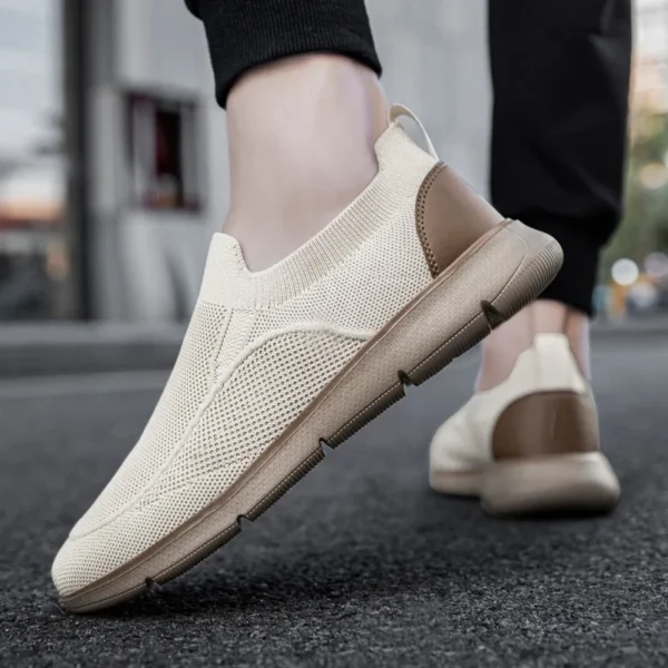 Fashion Khaki Men's Summer Sneakers Breathable Knit Lace-up Lightweight Casual Shoes For Men New Comfortable Urban Man Sneakers - Image 5