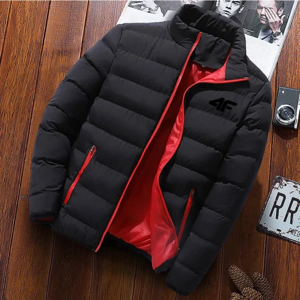 Men's casual jacket, waterproof windbreaker, zippered warm solid color, large size, autumn and winter - Image 6