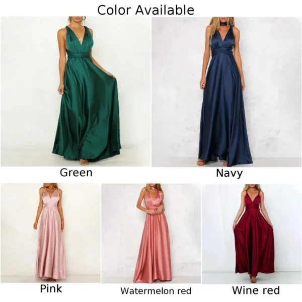 V Halter Dress Convertible Multi Way Wrap Maxi Grecian Dresses Wedding Party Dress Formal Dress Women Elegant Evening Long Deep - Image 5