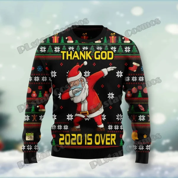 Hippie Santa Claus Peace And Love 3D Printed Men's Ugly Christmas Sweater Winter Warm Unisex Casual Knit Pullover Sweater MY02 - Image 3