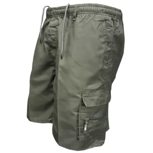 Casual Summer Men Solid Color Multi-pockets Drawstring Baggy Cargo Shorts Pants Multi-pockets Drawstring Cargo Shorts Pants