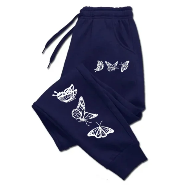 Womens Mens Couple Sweatpant Three Butterflies Printed Sportswear Warm Gym Baggy Pocket Drawstring Pants Jogger Sports Clothes - Image 3