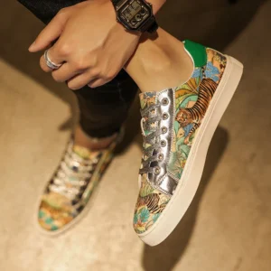 Luxury Fashion Colorful Animal Decoration Lace-up Casual Shoes Comfortable S Shoes for Men