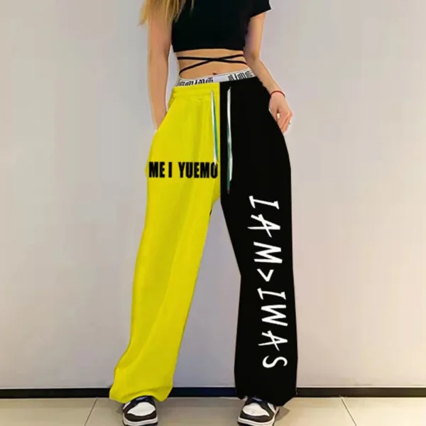 Spring Summer Streetwear Fashion Patchwork Hip Hop Pants Female Loose Casual Letter Print Sweatpants Women's Hipster Trousers - Image 2