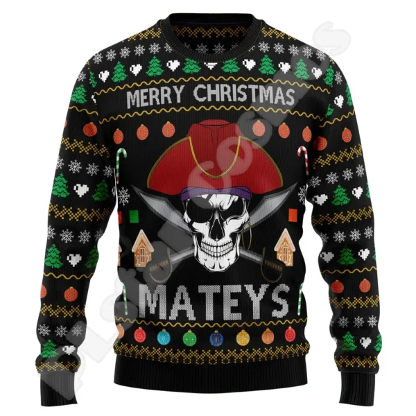 Christmas Knitted Sweater Graffiti Tattoo Retro Vintage Sweatshirts 3DPrint Unisex Pullover Harajuku Casual Funny Long Sleeve 14 - Image 3