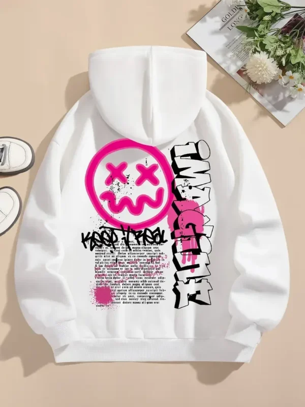 New Sweatshirt Funny Face Printed Women Fashion Casual Wear Women's Hoodies Y2K Vacation Women Autumn/Winter High Street Hoodie - Image 5