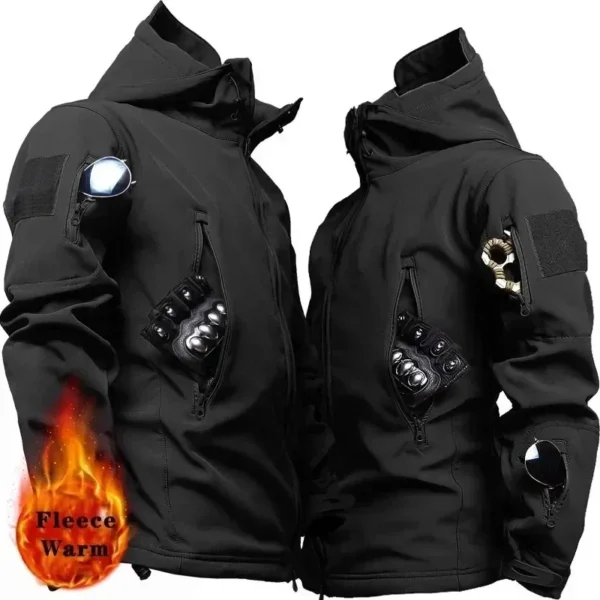 Outdoor Jackets Men Shark Skin Soft Shell Tactical Waterproof Windbreaker Jacket Mens Hooded Bomber Coats Hiking - Image 2