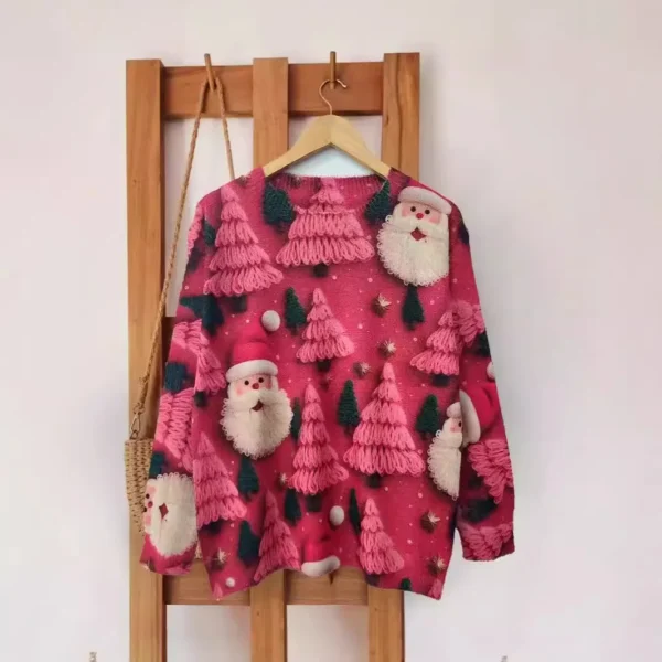 2024 New Autumn And Winter Fashionable And Cute Christmas All-over Printed Round Neck Mink Fur Printed Sweater - Image 2