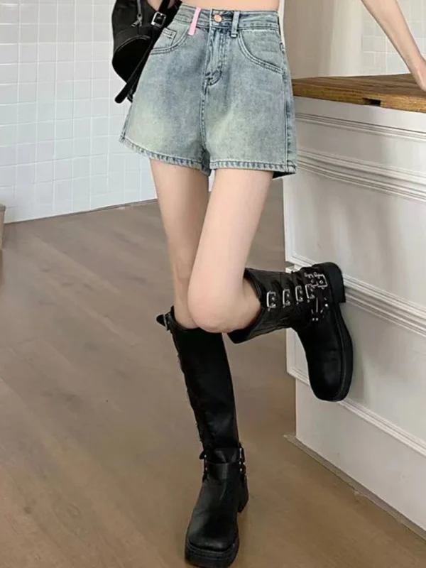 Girls High Street Y2k Denim Wide Leg Shorts Lady Korean High Waist Short Pants Female Blue Fashion Hot Slacks Jeans Plus Size - Image 5