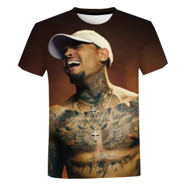 Y2K Clothing Chris Brown Graphic T Shirt for Men Singer 3D Short Sleeve Summer Oversized T-shirts Harajuku Streetwear Tops Tees - Image 5