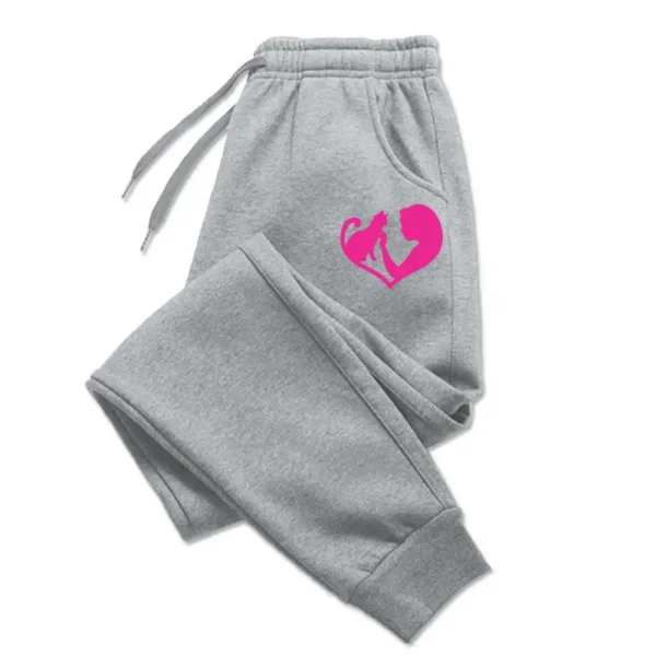 Girl Caresses Cat Printed Sweatpant Sport Fashion Women'S Pants Street Soft Women'S Pant Trendy Street Woman Pant - Image 3