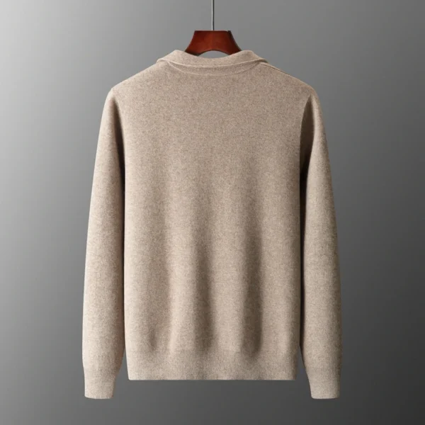 6-color autumn and winter new 2023 men's 100% cashmere cardigan sweater casual knitted lapel men's business sweater Solid color - Image 5
