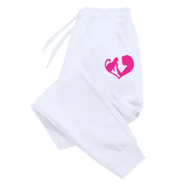 Girl Caresses Cat Printed Sweatpant Sport Fashion Women'S Pants Street Soft Women'S Pant Trendy Street Woman Pant - Image 2