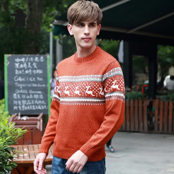 Winter Men's Wool Pullover Christmas Sweater Multicolor Cowl Neck Sweater Men Clothing Cashmere Sweaters Pull Homme AF7721 - Image 2