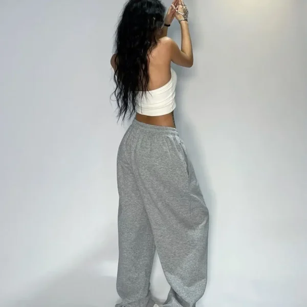 Kpop Y2K Gray Jogging Sweatpants Women Hippie Streetwear Oversized Sports Pants Loose Straight Wide Leg Trousers Korean Style - Image 3