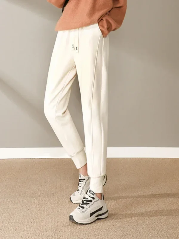 Women's Windproof Sweatpants Korean Style Waterproof Slimming Black Pants Winter Velvet Thermal Length Pants Women Clothes - Image 3