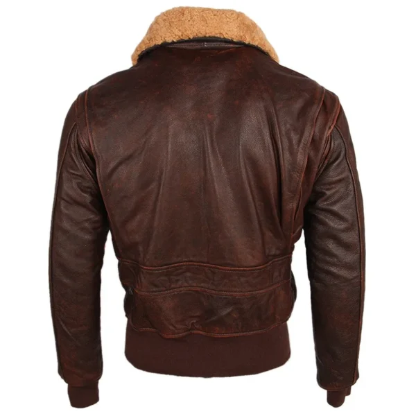 Vintage Distressed Men Leather Jacket Quilted Fur Collar 100% Calfskin Flight Jacket Men's Leather Jacket Man Winter Coat M253 - Image 2