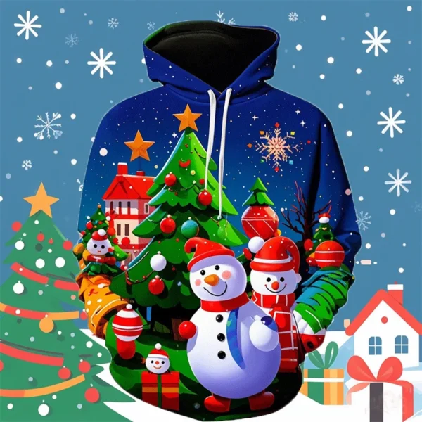 Autumn Fashion 3D Merry Christmas Printed Hoodies Snowmen Snowflakes Graphic Hooded Sweatshirts Christmas Ornament Mens Clothing - Image 4