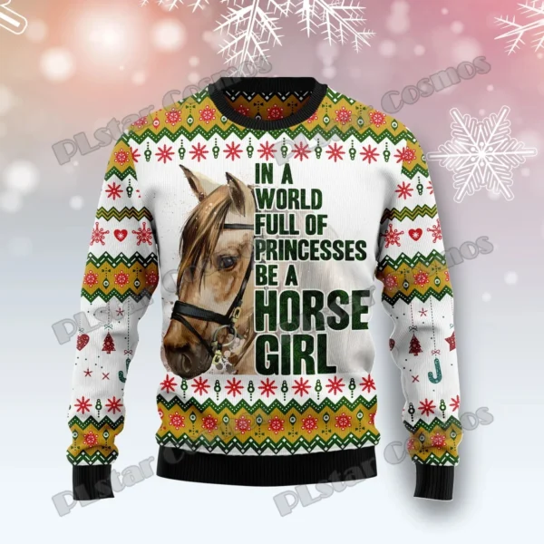 PLstar Cosmos Horse Christmas Tree 3D Printed Men's Ugly Christmas Sweater Winter Unisex Casual Warm Knitwear Pullover MY29 - Image 3
