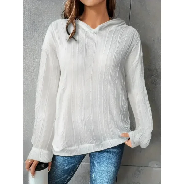 Plus Size 1XL-5XL Fashion Autumn Women's Casual Sweatshirt Solid Textured Long Sleeve Solid Color Hoodie - Image 5
