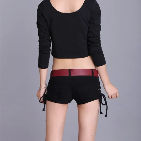 Sexy Y2k Bandage Booty Shorts Women Summer Low Waist Denim Shorts Korean Rivet Skulls Black Streetwear Short Pants Harajuku 2024 - Image 4