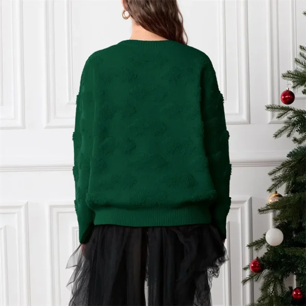 Lamuusaa Christmas Sweaters Women Cute Bow Decor Round Neck Long Sleeve Pullover Knitted Tops Fall Winter Clothes Streetwear - Image 4