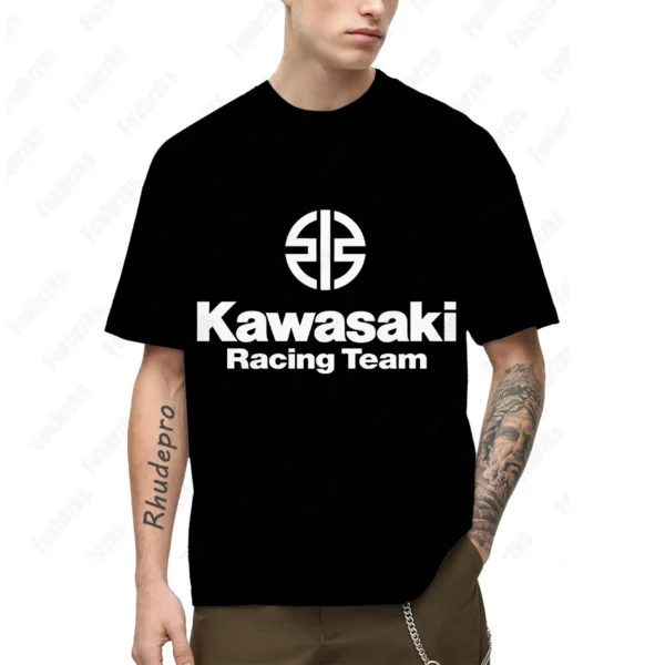 2024 New Versatile Kawasakis Motorcycle Short-sleeved T-shirt Pure Casual Cycling Clothing Summer Racing Half-sleeve - Image 3