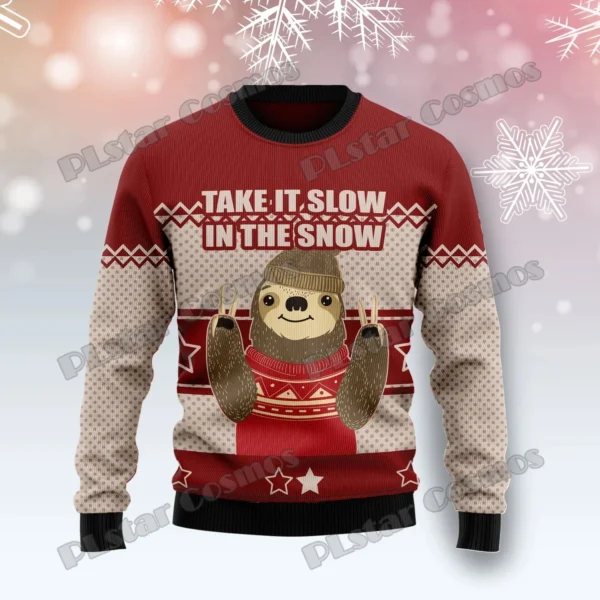 PLstar Cosmos Sloth Slow Down Pattern 3D Printed Men's Ugly Christmas Sweater Winter Unisex Casual Warm Knitwear Pullover MY36 - Image 6