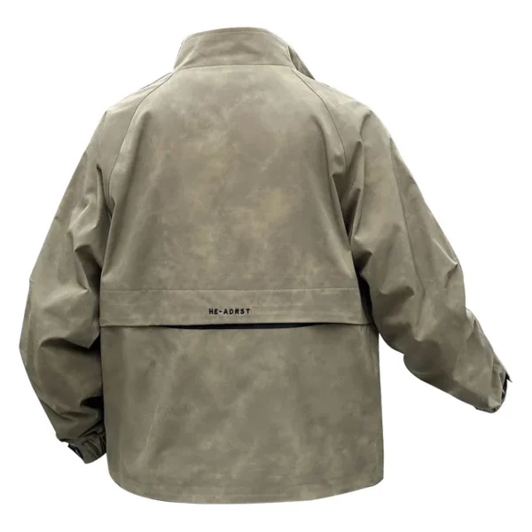 Autumn Men Workwear Jacket Hip Hop Old Tie Dye Embroidered Letters Stand Up Collar Jacket Casual Loose Fit Coats Streetwear - Image 6