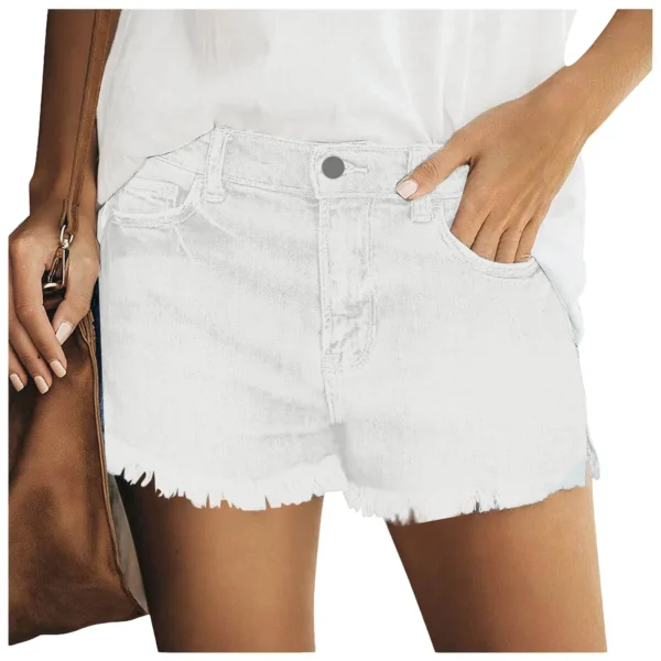 Women'S High Waist Denim Shorts Ripped Raw Hem Jean Shorts Casual Summer Cut Off Street Short With Pockets Female Streetwear - Image 3