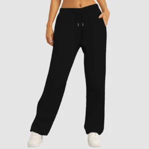 2024 Women’S Fitness Sweatpants Wide Leg Straight Casual Joggers Workout High Waisted Solid Color Bottoms Joggings