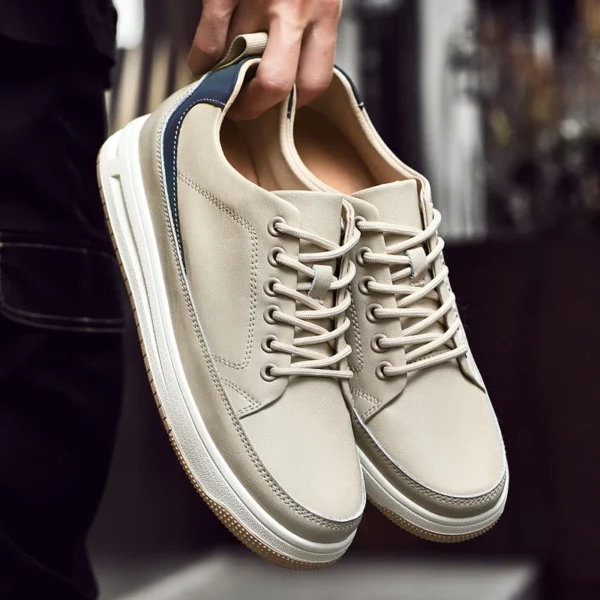 New Men Sneakers Elevator Shoes Comfortable Leather Heightening Shoes For Men Insole 6cm Heels Casual Lift Height Shoes Man - Image 4