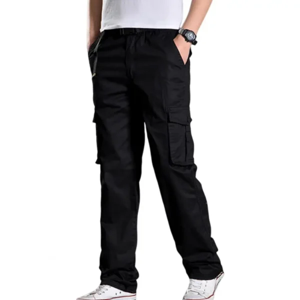 2023 Men's Casual Cargo Cotton Pants Men Pocket Loose Straight Pants Elastic Work Trousers Brand Fit Joggers Male Large Size - Image 5