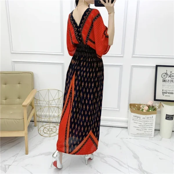 Vestidos Robe Maxi Long Dress Women Summer Indian Clothes Bohemian Cotton Linen Floral Short Sleeve Korean Style Casual - Image 6