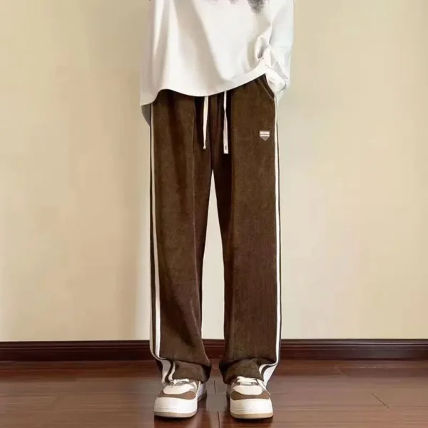 2023 Autumn and Winter Women's Corduroy Commuter Casual Pants Loose and Comfortable Versatile Wide Leg Vertical Stripe Pants - Image 3