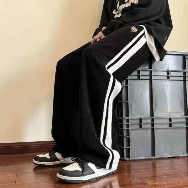 2023 Autumn and Winter Women's Corduroy Commuter Casual Pants Loose and Comfortable Versatile Wide Leg Vertical Stripe Pants - Image 4
